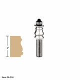 1-inch woodworking router bit with detailed profile and bearing for decorative edging