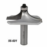 Carbide router bit for woodworking with bearing, part number 56-601, on white background.