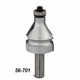 Silver roundover router bit with bearing, labeled 56-701, for woodworking precision cuts