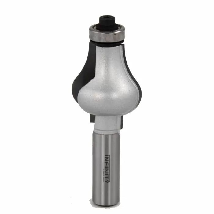 Cove router bit with bearing guide for woodworking on white background