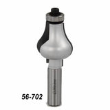 Roundover router bit with bearing for woodworking, model 56-702, on white background.
