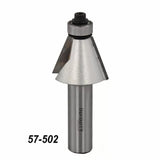 Stainless steel chamfer router bit for woodworking, straight shank, part number 57-502