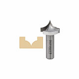 Carbide steel core box router bit for woodworking with example groove profile.
