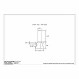 Router bit technical drawing with measurements, woodworking tool diagram, item 59-500