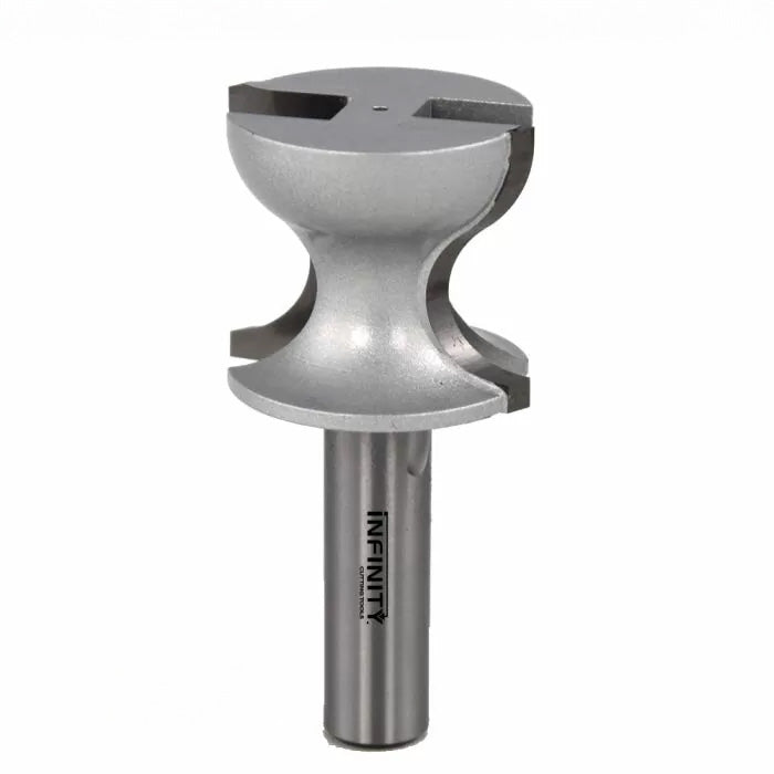 Steel router bit with double roundover cutting edges for woodworking projects