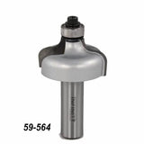 Roundover router bit with bearing, number 59-564, for woodworking projects
