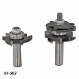 Carbide-tipped rail and stile router bit set for woodworking joinery, model 61-502.