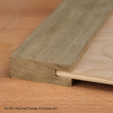 Plywood tongue and groove joint close-up, showcasing woodworking joinery detail.
