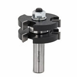 Slot cutter router bit for woodworking, metal shank with two black carbide cutting blades