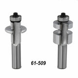 Two carbide joinery router bits with ball bearings, labeled 61-509, on white background.