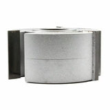 Carbide-tipped woodworking cutter head for jointer or shaper, isolated on white background.