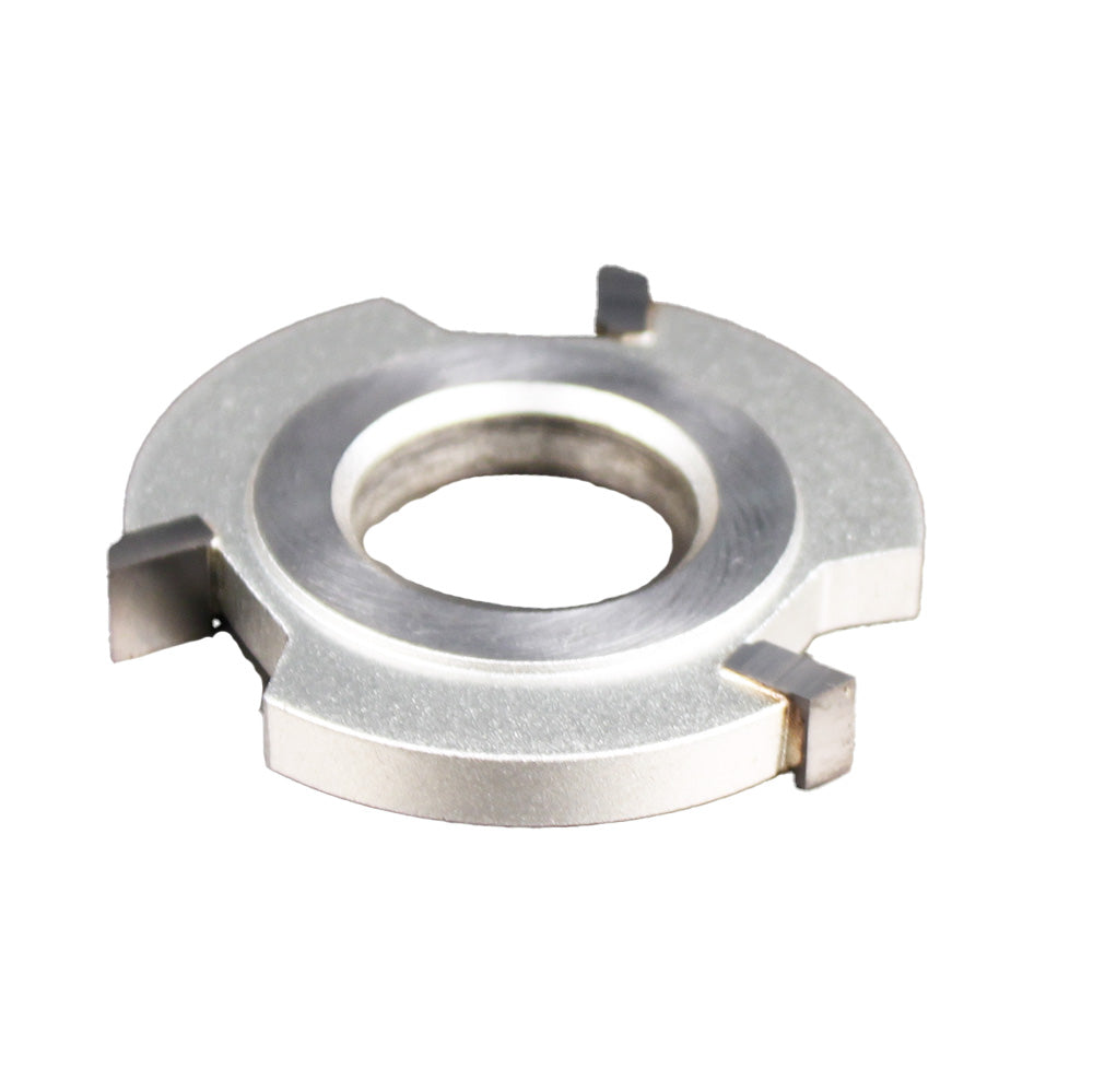 Carbide-tipped woodworking slot cutter for router table, isolated on white background