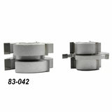 Pair of silver stacked woodworking shaper cutter heads with model number 83-042