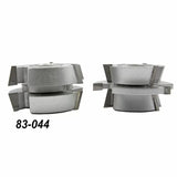 Two silver stacked woodworking cutter heads with carbide blades, model number 83-044