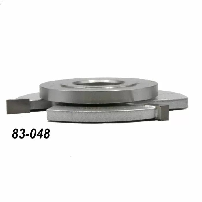Steel woodworking shaper cutter head with carbide tips, code 83-048, on white background
