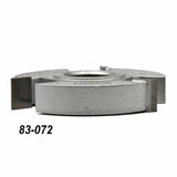 Steel woodworking slot cutter with carbide tips, tool number 83-072, on white background
