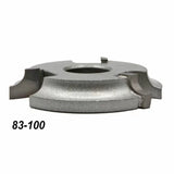 Carbide-tipped woodworking shaper cutter with four cutting wings, model 83-100.