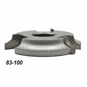 Carbide-tipped woodworking shaper cutter with four cutting wings, model 83-100.