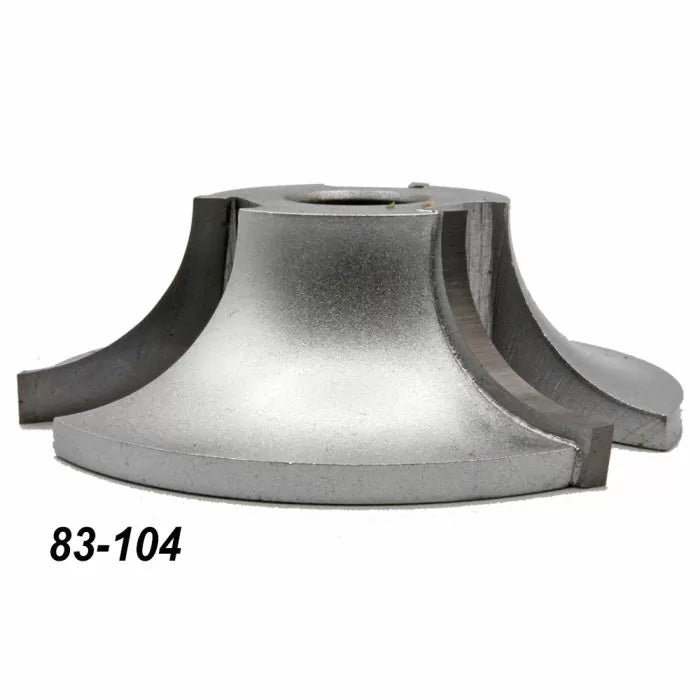Carbide-tipped woodworking shaper cutter head on white background, part number 83-104