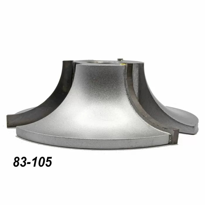 Industrial crown molding shaper cutter head for woodworking, labeled 83-105, on white background