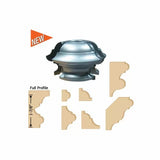 Crown molding router bit with multiple profile options and a full profile diagram.