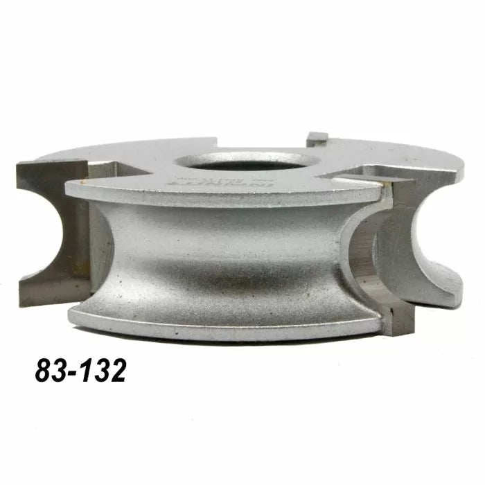 Silver woodworking cutter head with molding profile and part number 83-132 visible