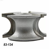 Silver woodworking molding router bit cutter head with concave profile, part number 83-134