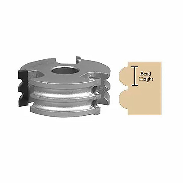 Steel woodworking beading cutter head with profile diagram, ideal for precision wood shaping.