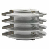 Stacked dado blade set for woodworking, featuring multiple silver cutting discs