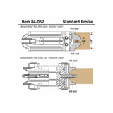 Diagram showing standard rail and stile router bit sets for interior door woodworking, item 84-052.