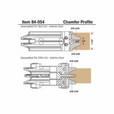 Chamfer profile router bit diagram for rail and stile cuts on interior doors, item 84-054.