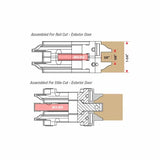 Diagram of exterior door rail and stile router bit cuts with labeled dimensions