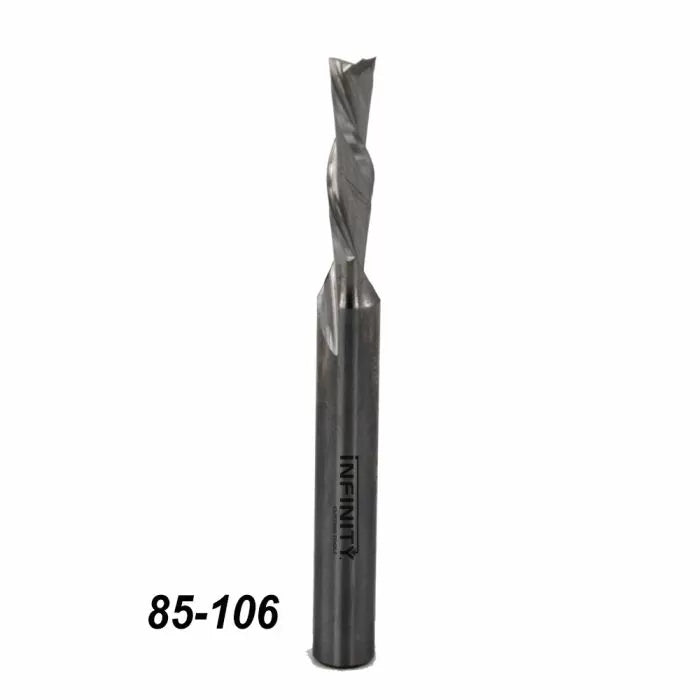 Spiral upcut router bit for woodworking, labeled 85-106, on white background
