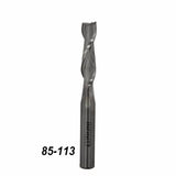 Up-cut spiral router bit tool with infinity logo and 85-113 model number on white background