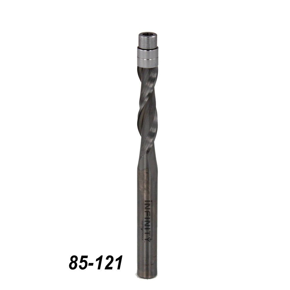 Upcut spiral router bit with guide bearing, woodworking tool, item number 85-121
