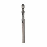 Straight flute router bit with spiral cutting edge for woodworking, isolated on white background.