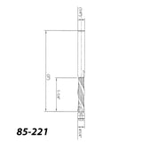 Technical drawing of 1/4 inch spiral upcut router bit with 3 inch overall length, woodworking tool