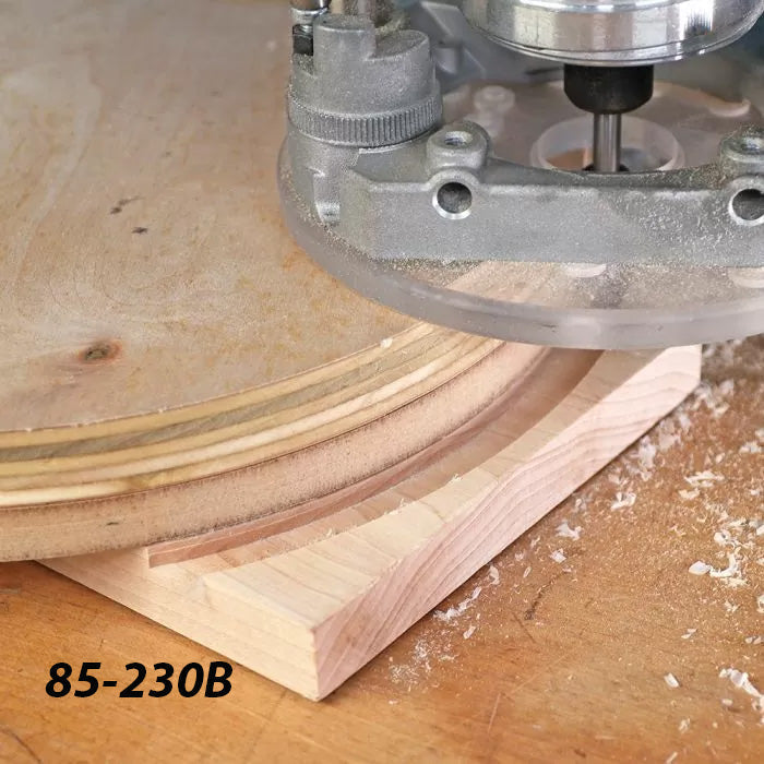 Wood router cutting groove in wood template for precise woodworking, model 85-230B.