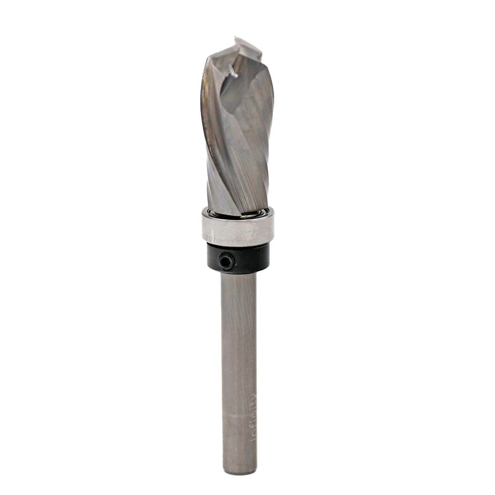 Carbide spiral flush trim router bit with bearing for woodworking precision cuts