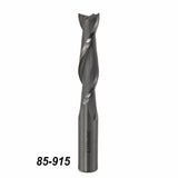 Carbide spiral upcut router bit for woodworking, model number 85-915, on white background