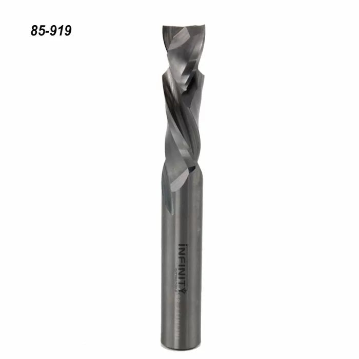 Straight flute spiral router bit for woodworking, part number 85-919, isolated on white background