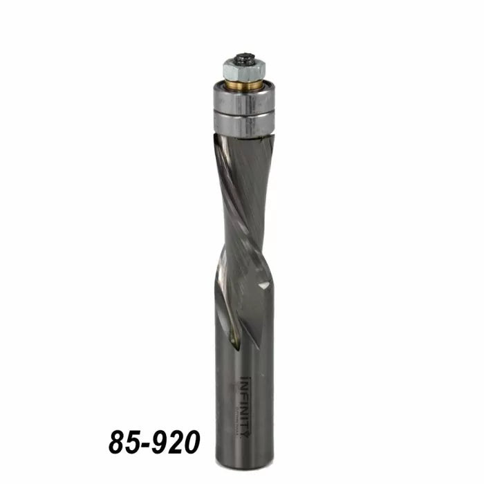 Carbide spiral flush trim router bit with top bearing, woodworking tool 85-920.