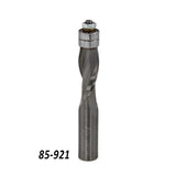 Spiral flush trim router bit with top bearing for woodworking, model 85-921