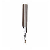 Spiral up-cut router bit for woodworking, isolated on white background