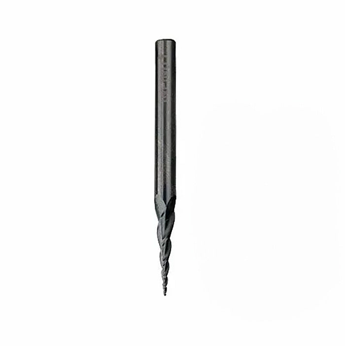 Spiral upcut router bit for woodworking on white background