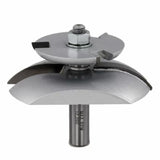 Woodworking router bit set with metal cutting blades for joinery and shaping tasks