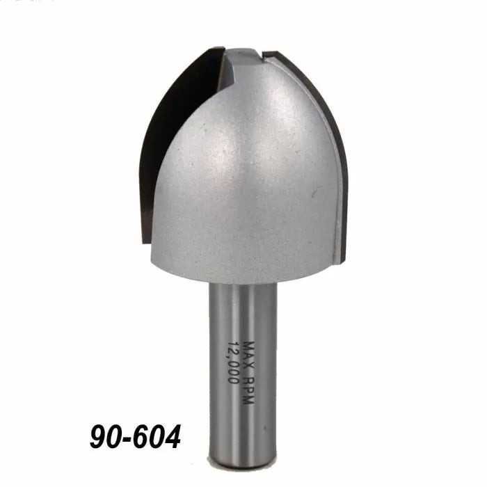 Large round nose router bit for woodworking with 90-604 model number visible