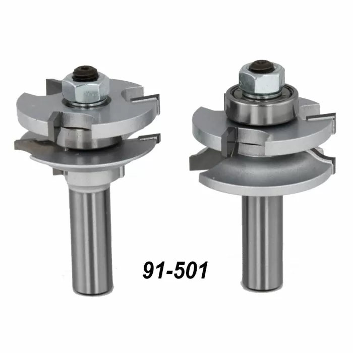 Carbide-tipped rail and stile router bit set for woodworking, model 91-501