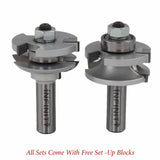 Two stacked dado router bits with ball bearings for woodworking joinery