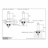 Technical drawing of woodworking router bit set with measurements and labeled parts.